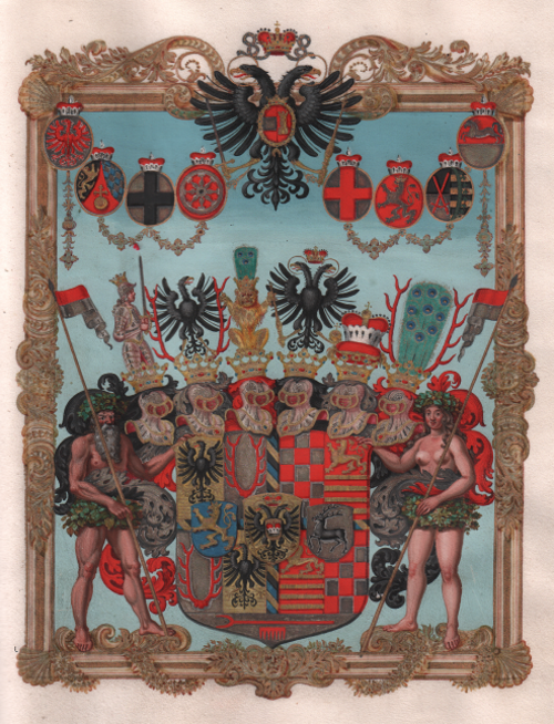 Wappenabbildung des Fürstentums Schwarzburg-Rudolstadt / Quelle: LATh - StA Rudolstadt, 5-11-1050 Verschiedene Urkunden 142, Urkunde vom 2. Juni 1710 (Alle Rechte vorbehalten.)